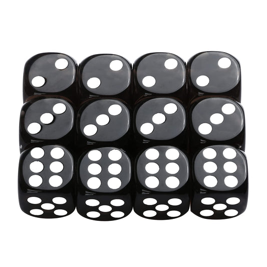 GWHOLE 12 Pcs Standard Game Dice Set, 6-Sided Black Mini Dice for Board Game Math Teaching Project,(Round Corner)