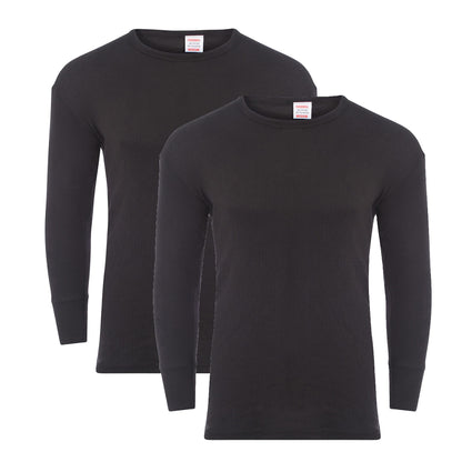 Heatwave® Pack of 2 Men's Thermal Long Sleeve Top, Warm Underwear Baselayer, S M L XL XXL Thermals, Large Black