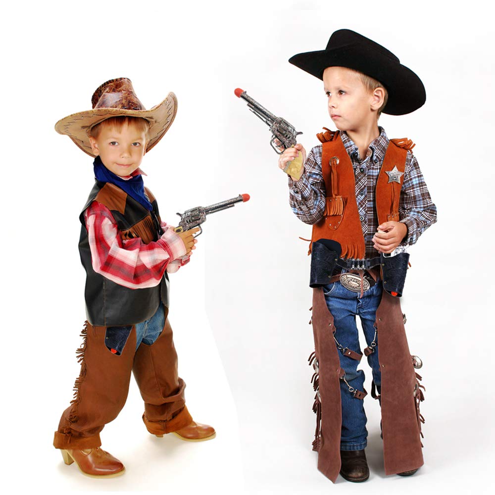 ArtCreativity Cowboy Toy Gun Holster and Belt 9 Piece Set for Kids. 2 Toy Pistols, 1 Sheriff Badge, 2 Gun Holsters, and 3 Play Bullets, 1 Adjustable Belt, Old Western Action Belt for Sheriff