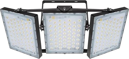 STASUN Flying Series Pro 300W 30000LM Outdoor LED Flood Light, 110V-130V, IP66 Waterproof, 6000K White, 3 Adjustable Heads for Stadium, Arena, Court, Commercial, Backyard, Street, and Parking Lot
