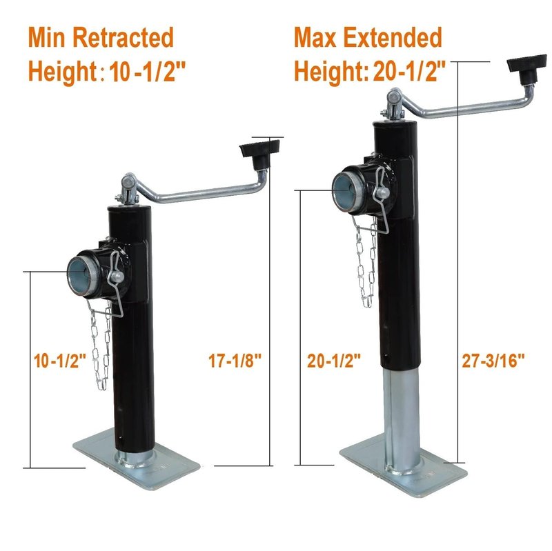 TCE ATR39003U-1 Torin Weld on Pipe Mount Swivel Trailer Jack: 2000 LBs Capacity, Black