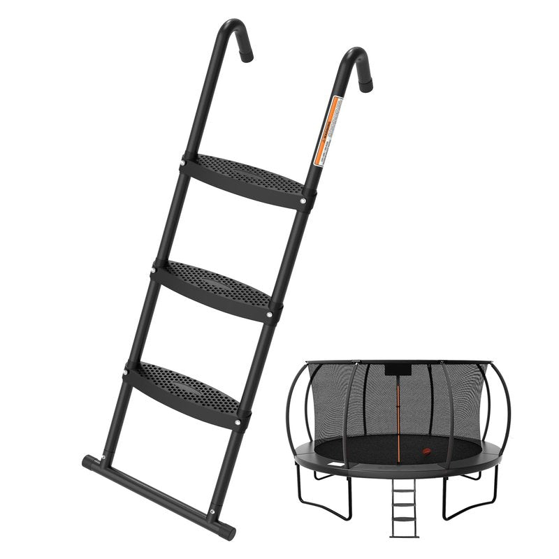 Gardenature Trampoline Ladder 3 Step with Wide Flat Steps, Universal Trampoline Stairs for Kids, Rust-Resistant Heavy Duty Trampoline Accessories for 10 12 14 16 FT Round & Rectangle Frames, Black
