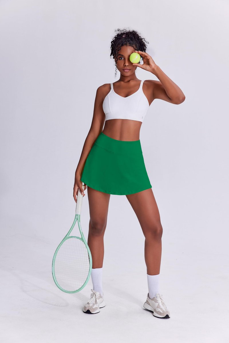 PINSPARK Tennis Skirts Women's Athletic Skirts Pleated Golf Skirts with Pocket Casual Skorts,Green Large