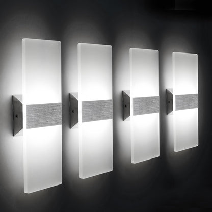 ChangM Modern Wall Sconce 12W, Set of 4 LED Wall Lamp Cool White Acrylic Material Hardwired Wall Mounted Wall Lights