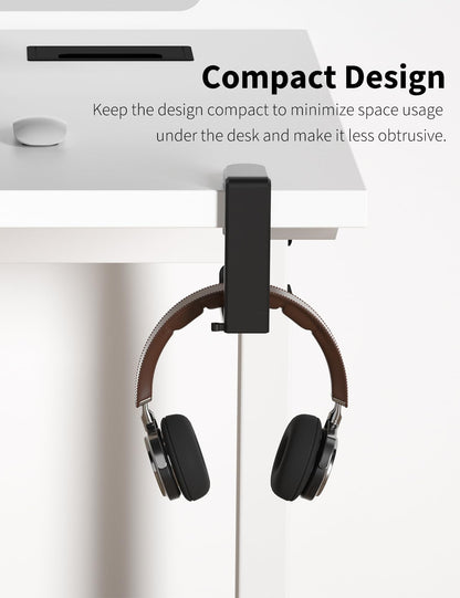 Celerion Headphone Hook - Under Desk Headphone Holder with 360-Degree Adjustable Rotation, Black