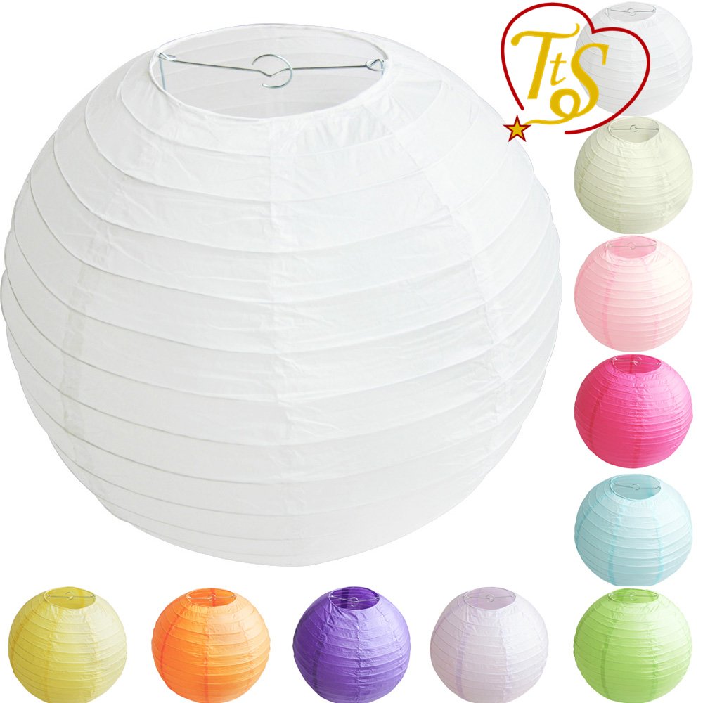 Time to Sparkle Tissue Paper Round Lanterns LampShade Lamp Shade Wedding Birthday Party Decoration | White, 30"(75cm) |