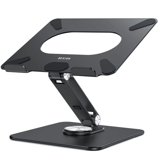 BESIGN LSX7 Laptop Stand with 360 Rotating Base, Ergonomic Adjustable Notebook Riser Holder Compatible with Air, Pro, Dell, HP, Lenovo More 10-15.6" Laptops (Black)