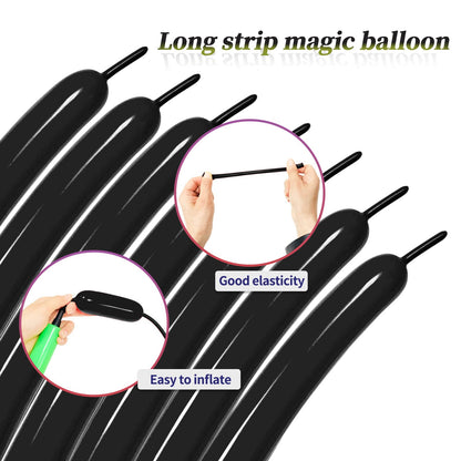 Black 260 balloons, Thickening Latex Black 260q Balloons for Animal Model, 100pcs Black Long Twisting Balloons for Halloween Xmas Presents, Animal Shape Weddings, Birthdays Clowns.