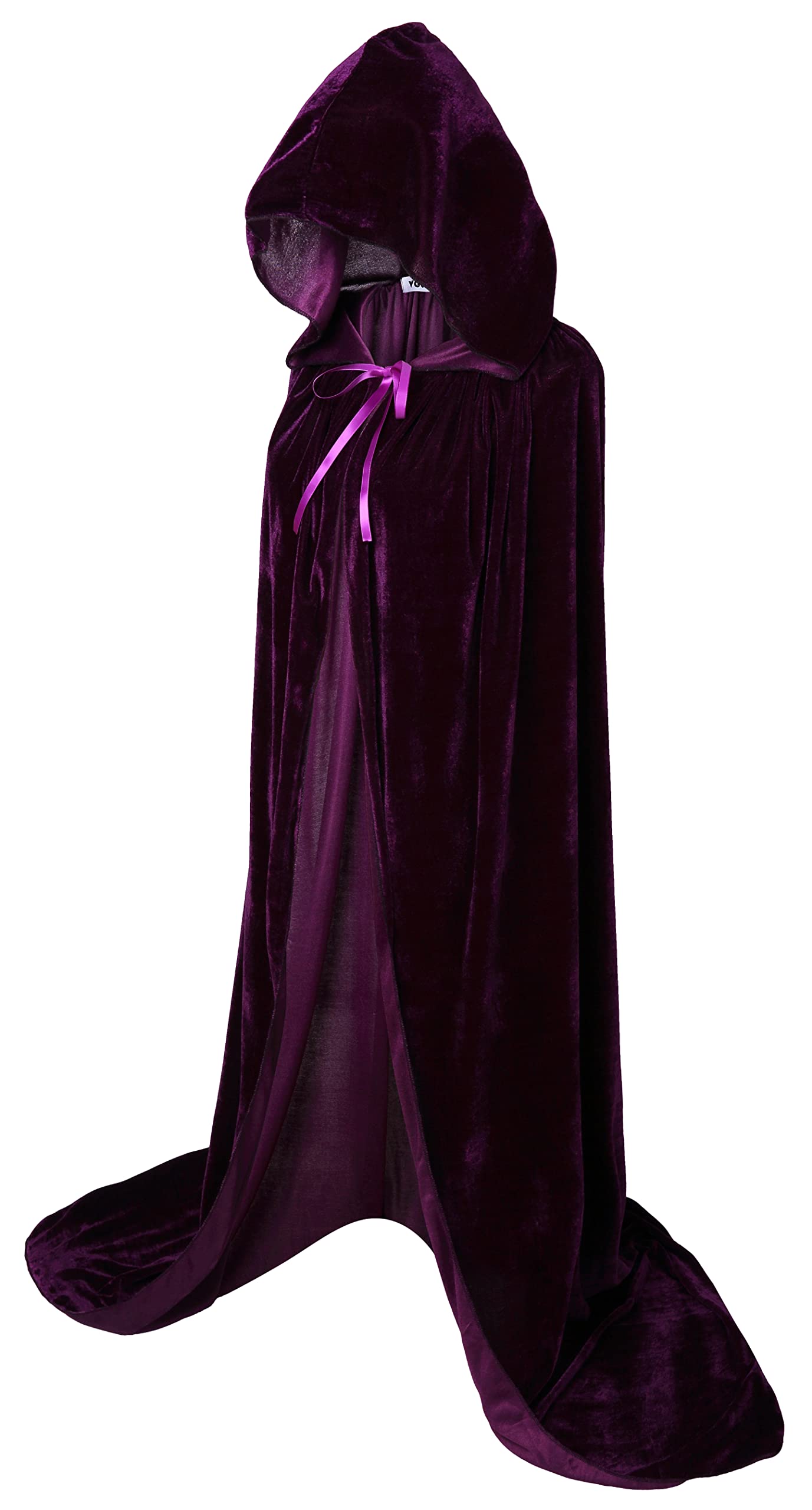 VGLOOK Unisex Adults Hooded Cloak Velvet Cape for Halloween Cosplay Costumes 59 inch Purple