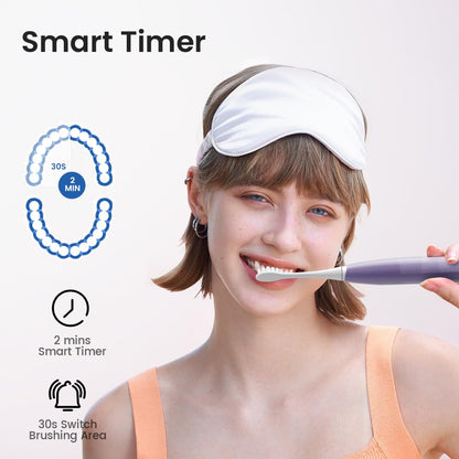Oclean Electric Toothbrush for Adults, 150 Days Battery Life Electric Toothbrush, USB Rechargeable Sonic Travel Toothbrush with 6 Brush Heads & Travel Case, 5 Modes and Smart Timer