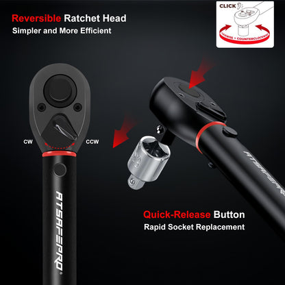 ATsafepro Bike Torque Wrench Set 1/4 Inch,3-25Nm, 61 Piece Magnetic Ratchet Screwdriver Set,Small Torque Wrench with Bits and Extension Rod for Bicycle Maintenance, DIY
