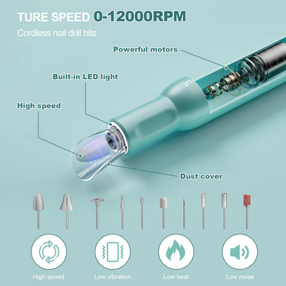 Electric Nail Drill Professional, 45000RPM Cordless Electric Nail File for Acrylic Gel Nails, Professional Nail Drill Manicure Pedicure Polishing Shape Tools for Home Salon