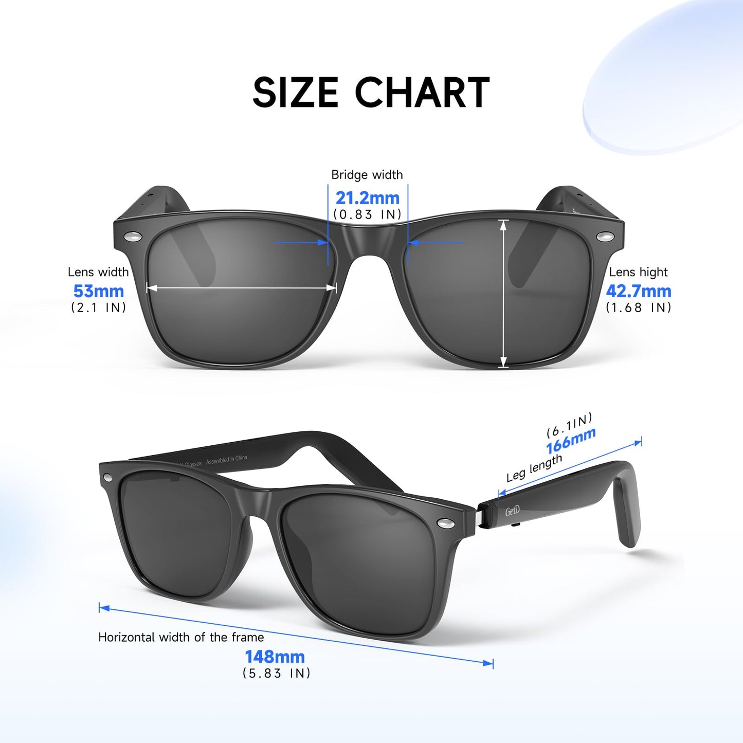 GetD AI Glasses for Men & Women, Smart Glasses Powered by ChatGPT, AI Real-time Translation with 145 Languages, 11H Music Play, Bluetooth Glasses with Photochromic Lens for Daily Use, Travel