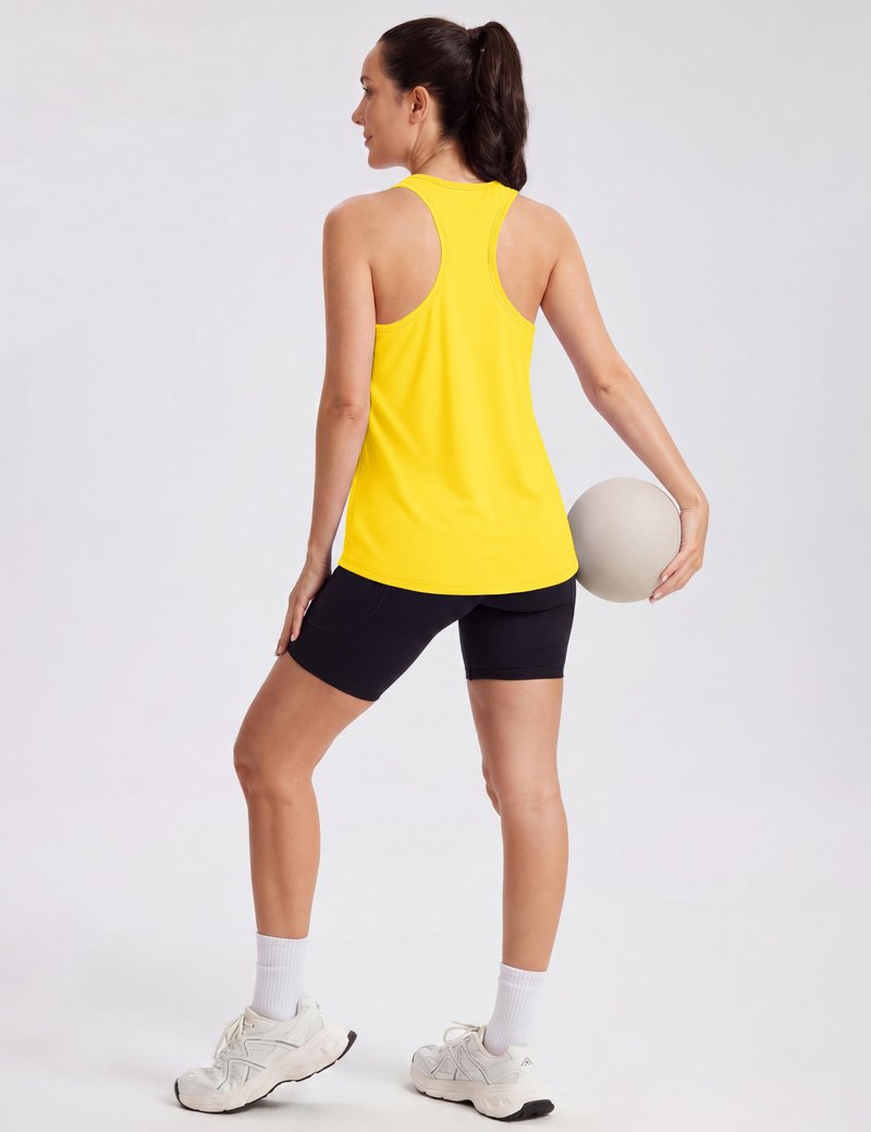 MAGCOMSEN Yellow Tank Tops for Women Athletic Muscle Workout Tank Sleeveless Tops Razor Back Gym Yoga Tanks Dry Fit M