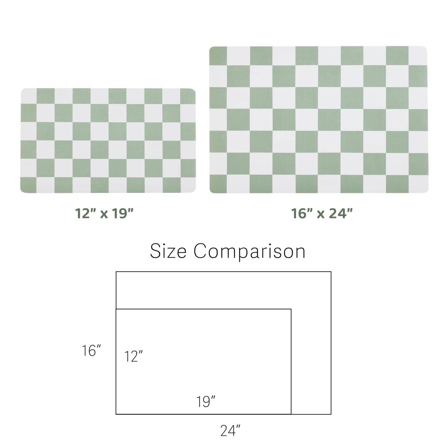 Ralxion Checkered Dog Feeding Mat, Absorbent Mats for Dog Food and Water Bowl, Dispenser, Retro Modern Aesthetic Sage Green Checkerboard Pet Placemat for Dogs, Cats, Puppy Accessories, 12" X19”