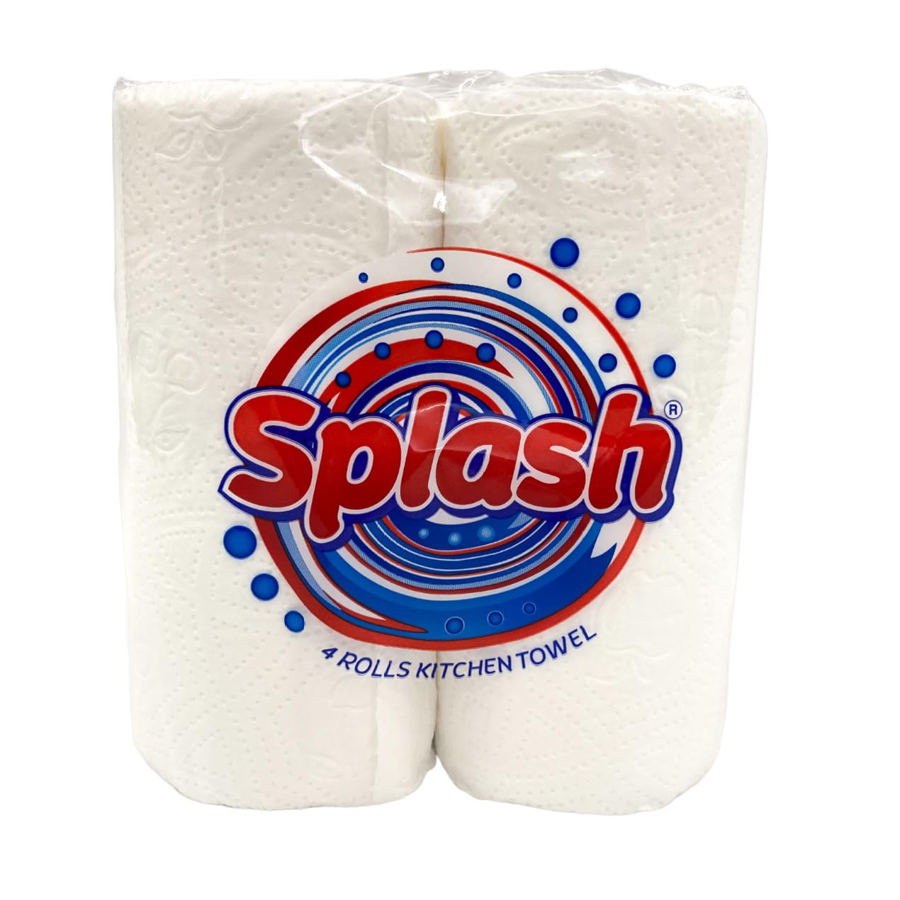 Splash 2-Ply Kitchen Towel 4-Pack Paper Rolls | White Paper Embossed | Strong & Functional (48)
