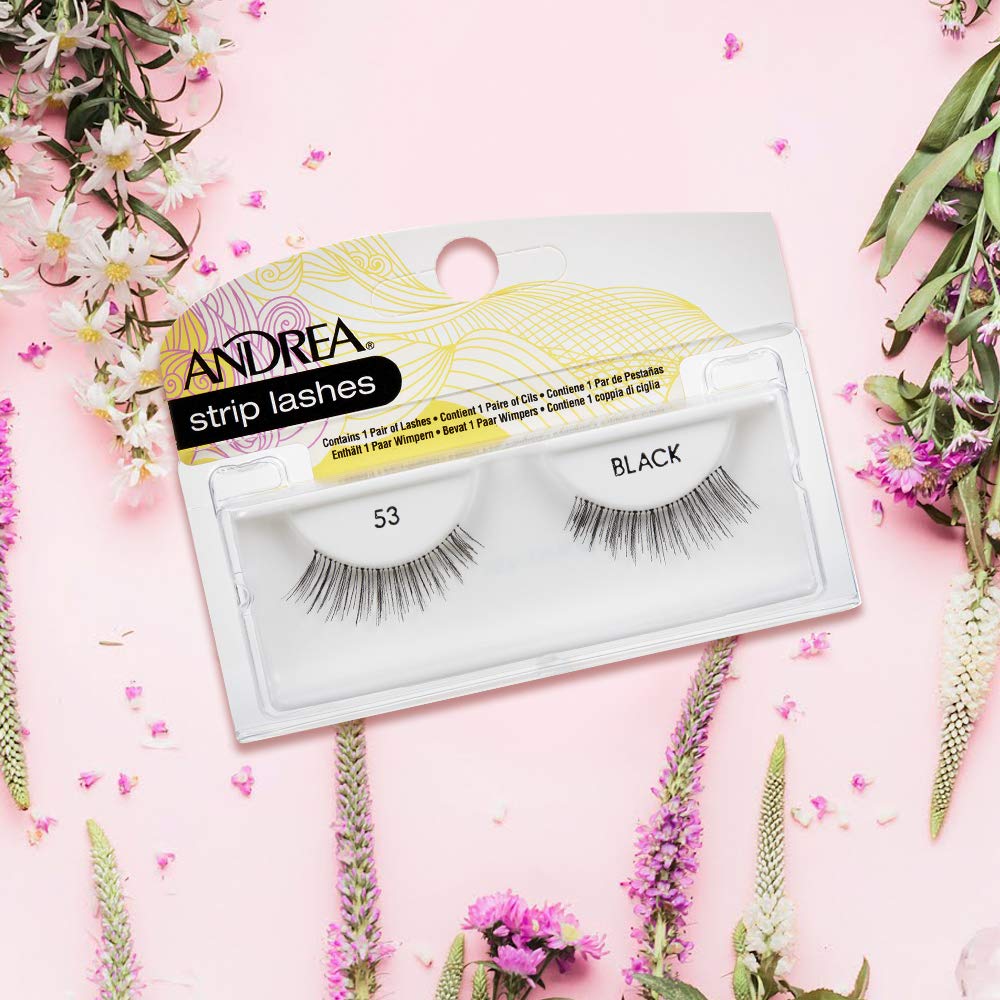 Andrea Natural False Lashes Style 53 - Black, Natural Look Strip Lashes for Everyday Wear, 4 Pairs
