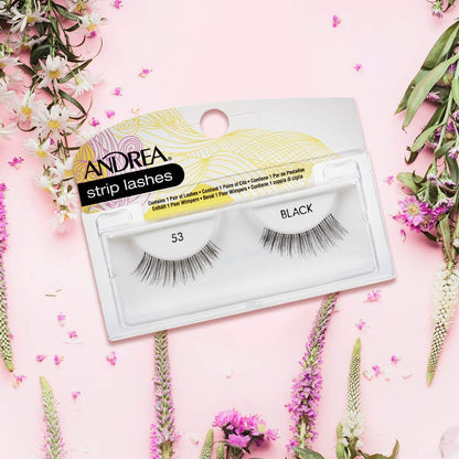 Andrea Natural False Lashes Style 53 - Black, Natural Look Strip Lashes for Everyday Wear, 4 Pairs