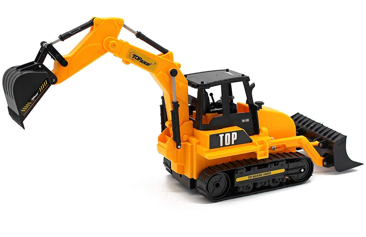 Top Race 8-Channel RC Excavator Tractor - Fully Functional Backhoe Loader with Lights and Sound - Remote Control Construction Digger Toy for Kids Ages 3+