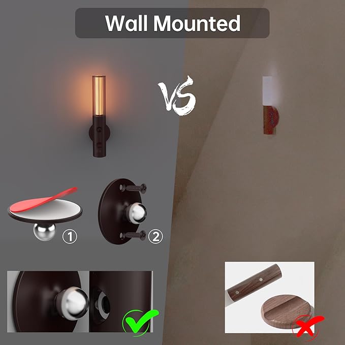 Auto-On Motion Detection Night Lamp - 3 Customizable Modes, Battery Operated LED Light for Dark Spaces (Set of 2)