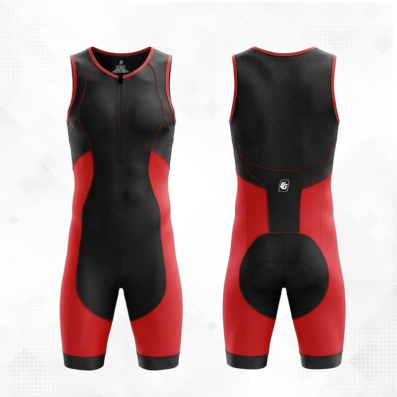 Men's One-Piece Triathlon Suit - Sleeveless Trisuit for Running, Cycling & Swimming