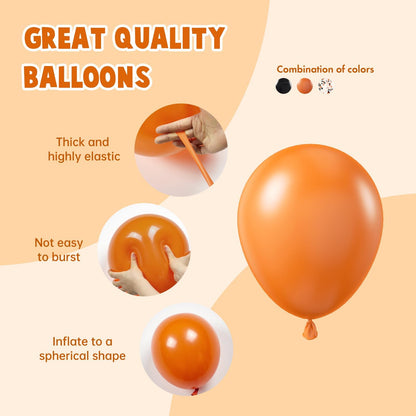 60pcs Orange and Black Halloween Balloons, 12inch Black Orange Latex Confetti Balloons for Ghost Halloween Birthday Party Decorations