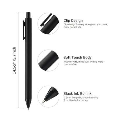 KaCo Gel Pens, 0.5 mm Fine Point, Black Ink 10 Count, Quick Dry Smooth Writing, Aesthetic Office Supplies Refillable Retractable