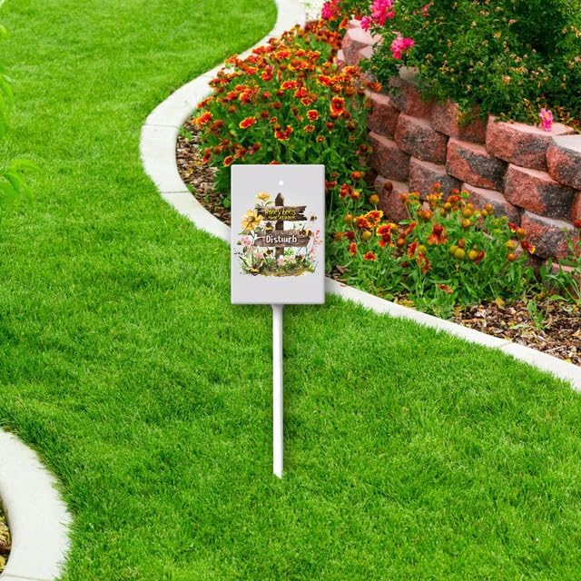 Uptell Honeybees Hard At Work Do Not Disturb Yard Signs with Stakes Aluminum Sign for House/Front Door and Business Outdoor Decoration 7x8.8 Inch