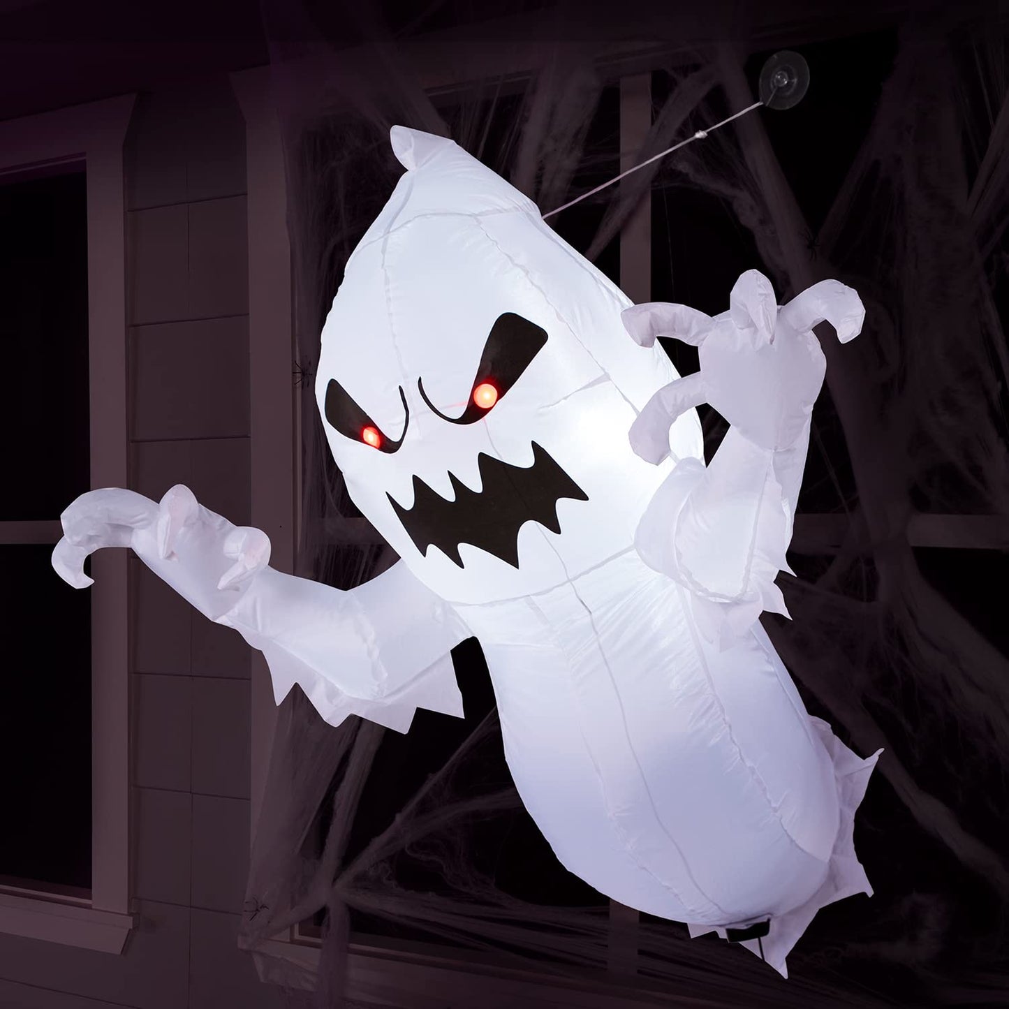 Joiedomi 4.5 FT Halloween Inflatable Ghost with Build-in LEDs, Blow Up Flying Ghost Broke Out from Window for Halloweeen Window Decorations, Yard, Garden, Lawn Decoration