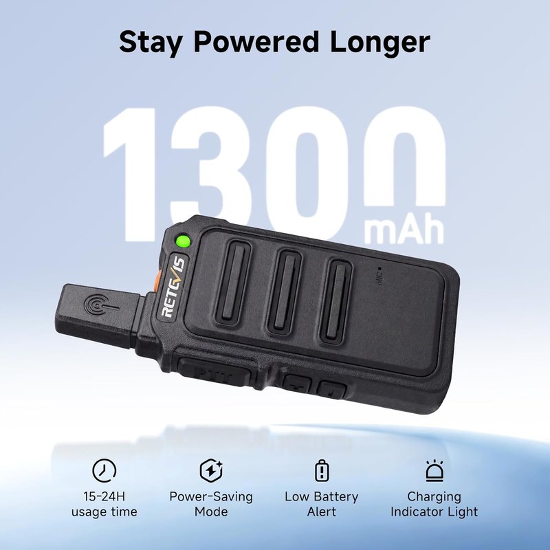 Retevis RT19 Walkie Talkie - Long Range 2 Way Radio with Earpiece & Mic | Compact Mini Design for Outdoor Use (4 Pack)