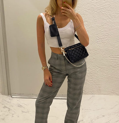 UTO Small Crossbody Bags for Women 3 in 1 Trendy Belt Purse Fashion Designer Mini Cute Sling Fanny Chest Pack