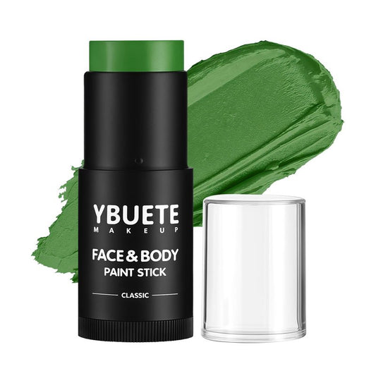 YBUETE Green Face Body Painting Stick, Professional Full-coverage Cream Green Face Paint for St. Patrick's Day Halloween SFX Witch Monster Cosplay Makeup, Washable Body Paint for Adult Carnival