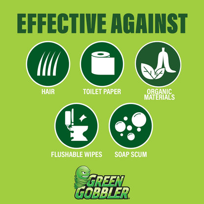 Green Gobbler Drain Unblocker PACS | Hair Clog Remover | Toilet Clog Remover | Sinks & Tub Drain Cleaner | 3 Pac with Free Hair Grabber Tool