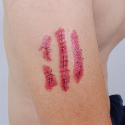 Halloween tattoo stickers, wound, simulated tattoo, scar stickers, knife simulation, waterproof tattoo stickers 24pcs (HL121-141 Message note model（total of 24 pcs）)