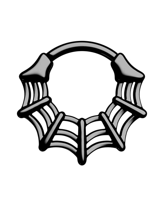 COCHARM Black Spider Web Septum Ring Halloween Septum Nose Rings 16G Helix Hoop Earring Black Daith Piercing Jewelry Stainless Steel