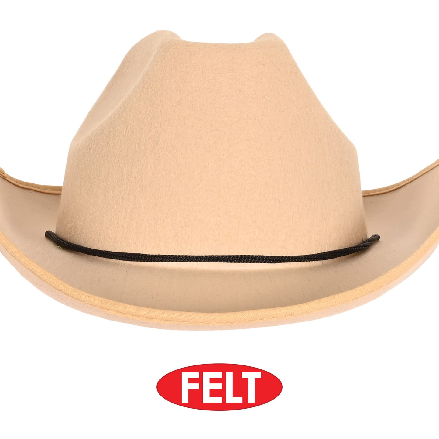 Beistle Novelty Felt Cowboy Hat For Country Western Theme Wild West Party Supplies, Halloween Costume Dress Up, Tan