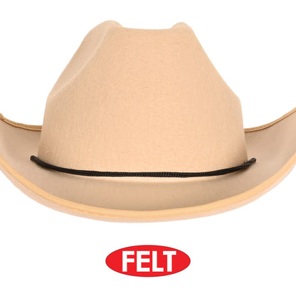 Beistle Novelty Felt Cowboy Hat For Country Western Theme Wild West Party Supplies, Halloween Costume Dress Up, Tan
