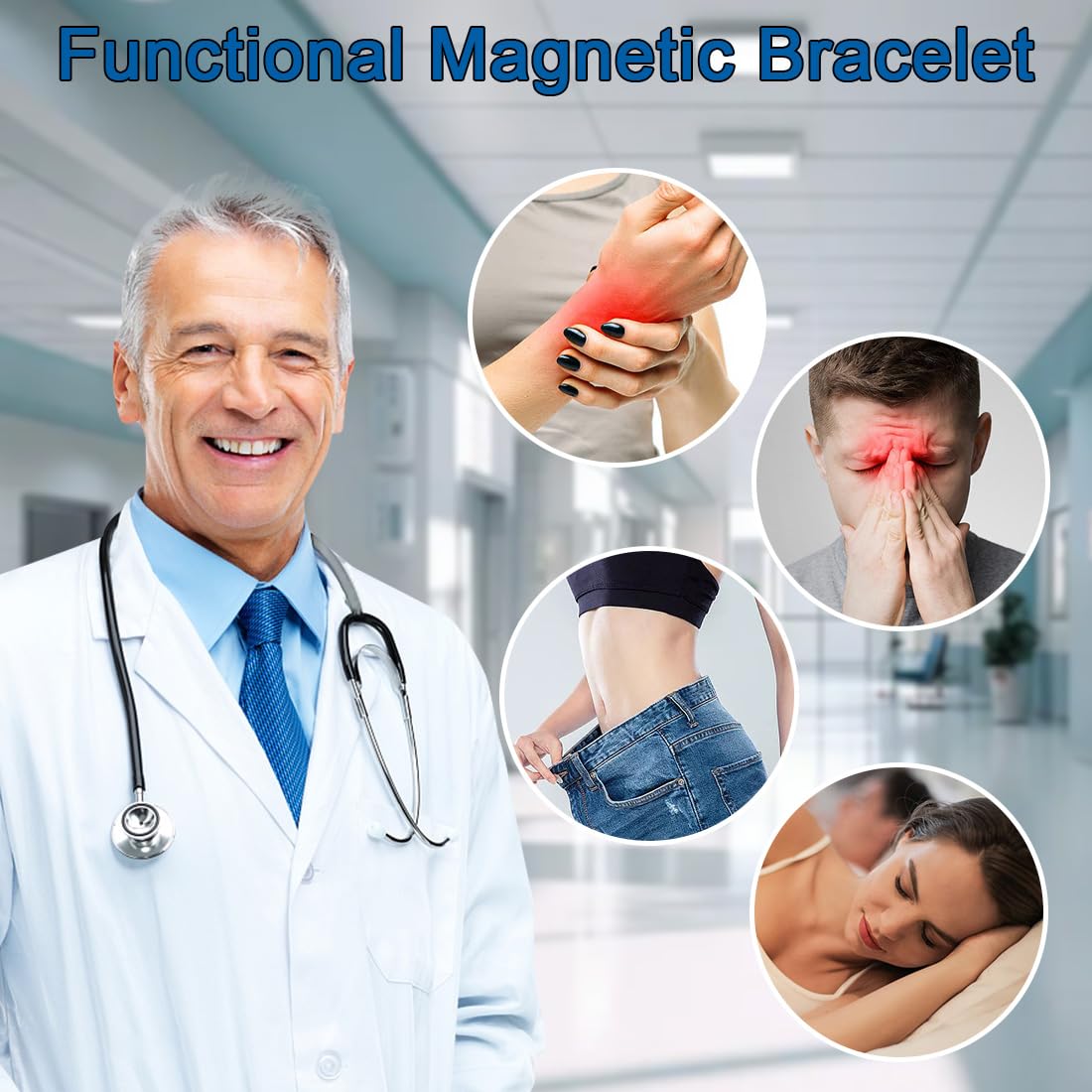 Vicmag 3X Magnetic Bracelet for Men Pure Titanium Bracelet 3500 Gauss Ultra Strength Magnets Adjustable Wristband with Adjustment Tool & Gift Box (Pure Titanium Grey)