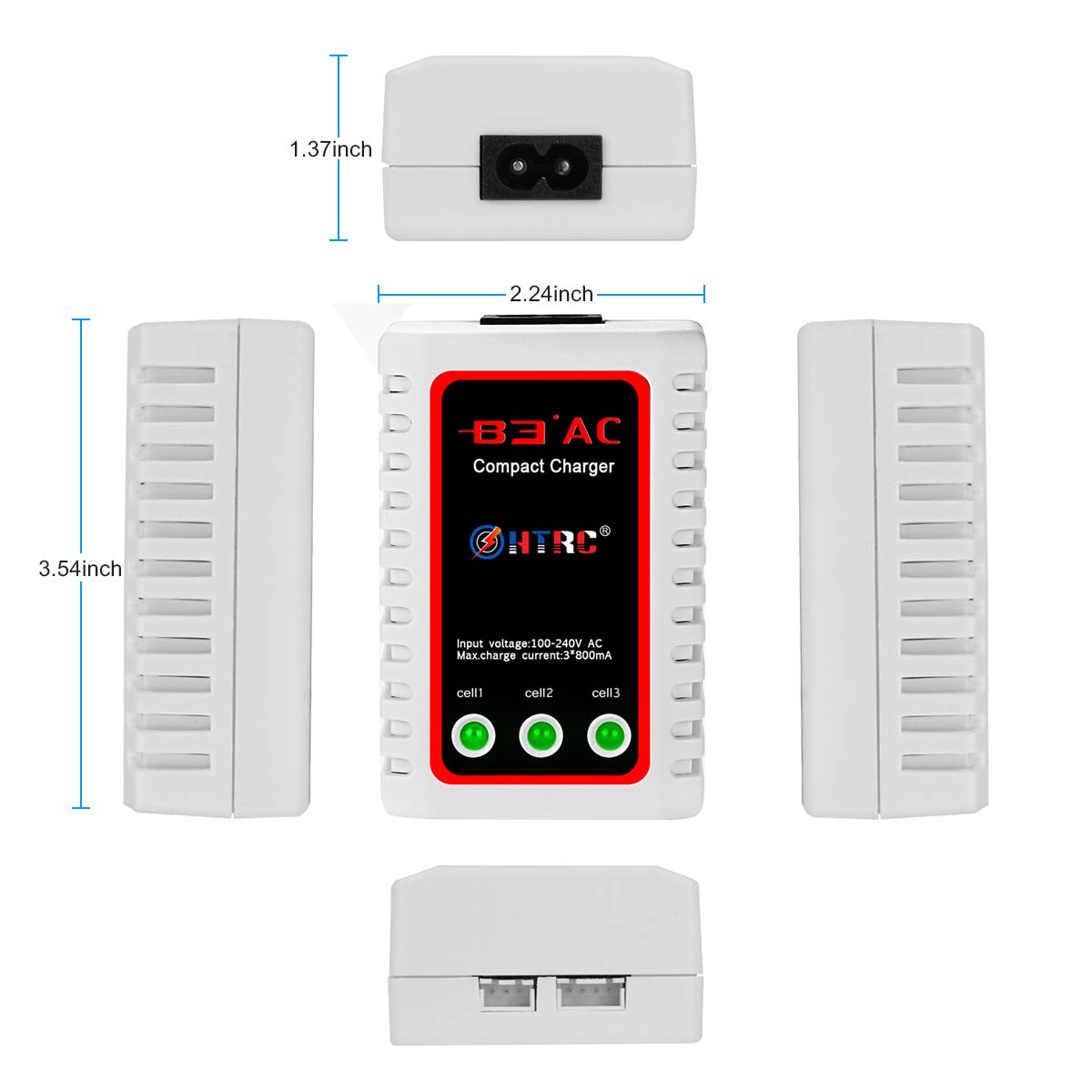 Haisito B3 Lipo Battery Charger for 2-3S Batteries Pack (7.4V,11.1V), Compact Airsoft Battery Balance Fast Charger (100-240V) for RC Quadcopter RC Drone Car Boat (White)