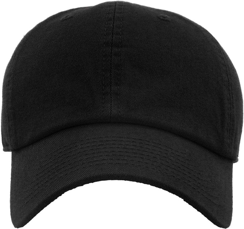 KBE-Classic BLK Classic Washed Cotton Dad Hat Baseball Cap Polo Style
