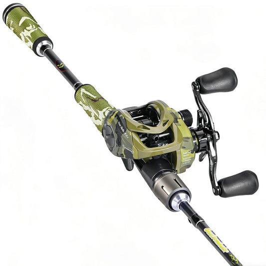 Sougayilang Camo Baitcaster Combo, 2-Piece 30+24Ton Graphite Rod, 8.0:1 Gear Ratio,9+1 Bearings Reel, SuperPolymer Handle,Hook Keeper for Bass, Walleye, Pike, Catfish Fishing