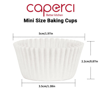 Caperci 500 Count Mini Cupcake Liners White Muffin Liners Greaseproof No Smell Small Cupcake Wrappers Baking Cups