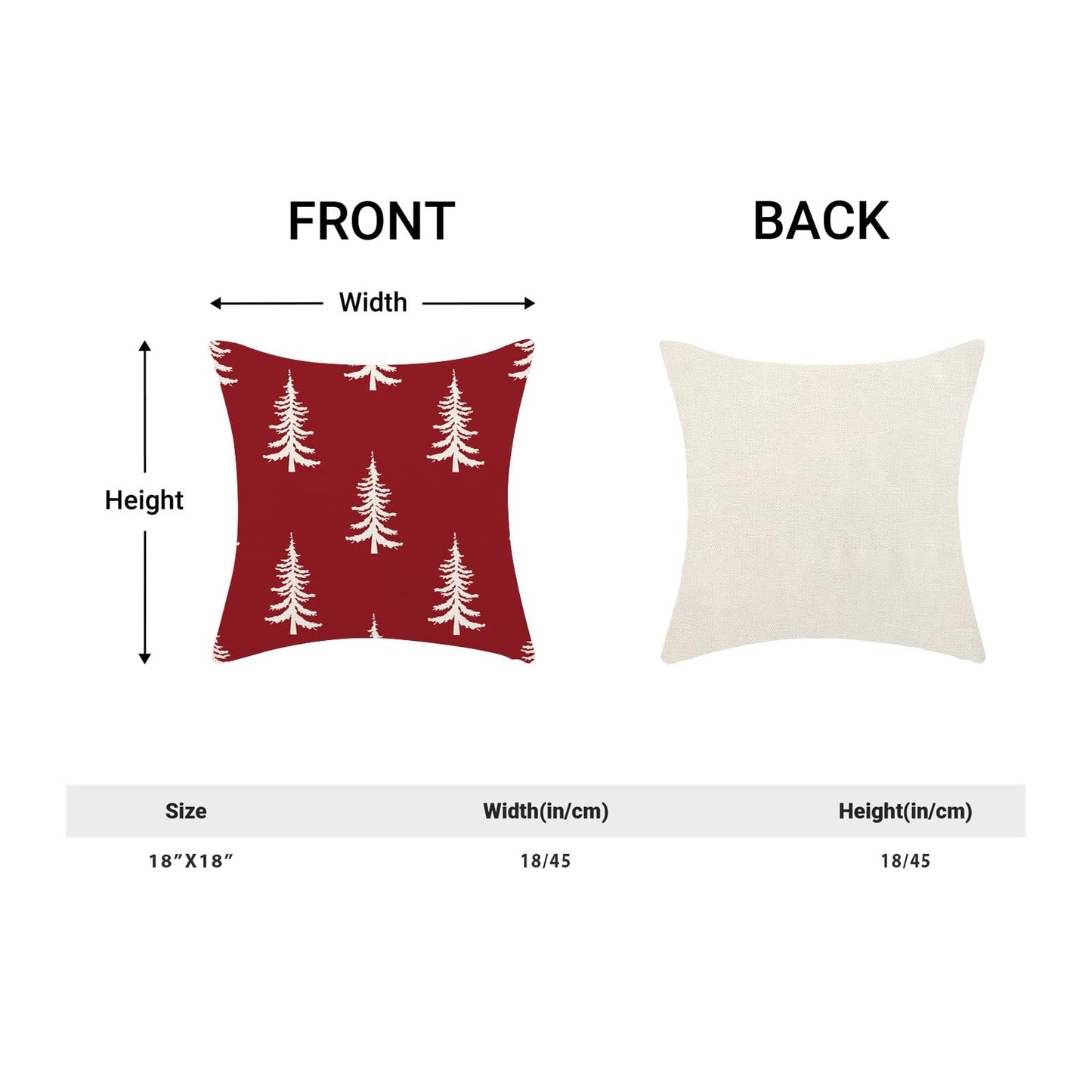 CXMEIFLY Christmas Pillow Covers 18x18 Inch Set of 2 Red Cream Christmas Tree Decor Throw Pillows Winter Xmas Holiday Outdoor Cushion Cases for Couch Bed Decorations