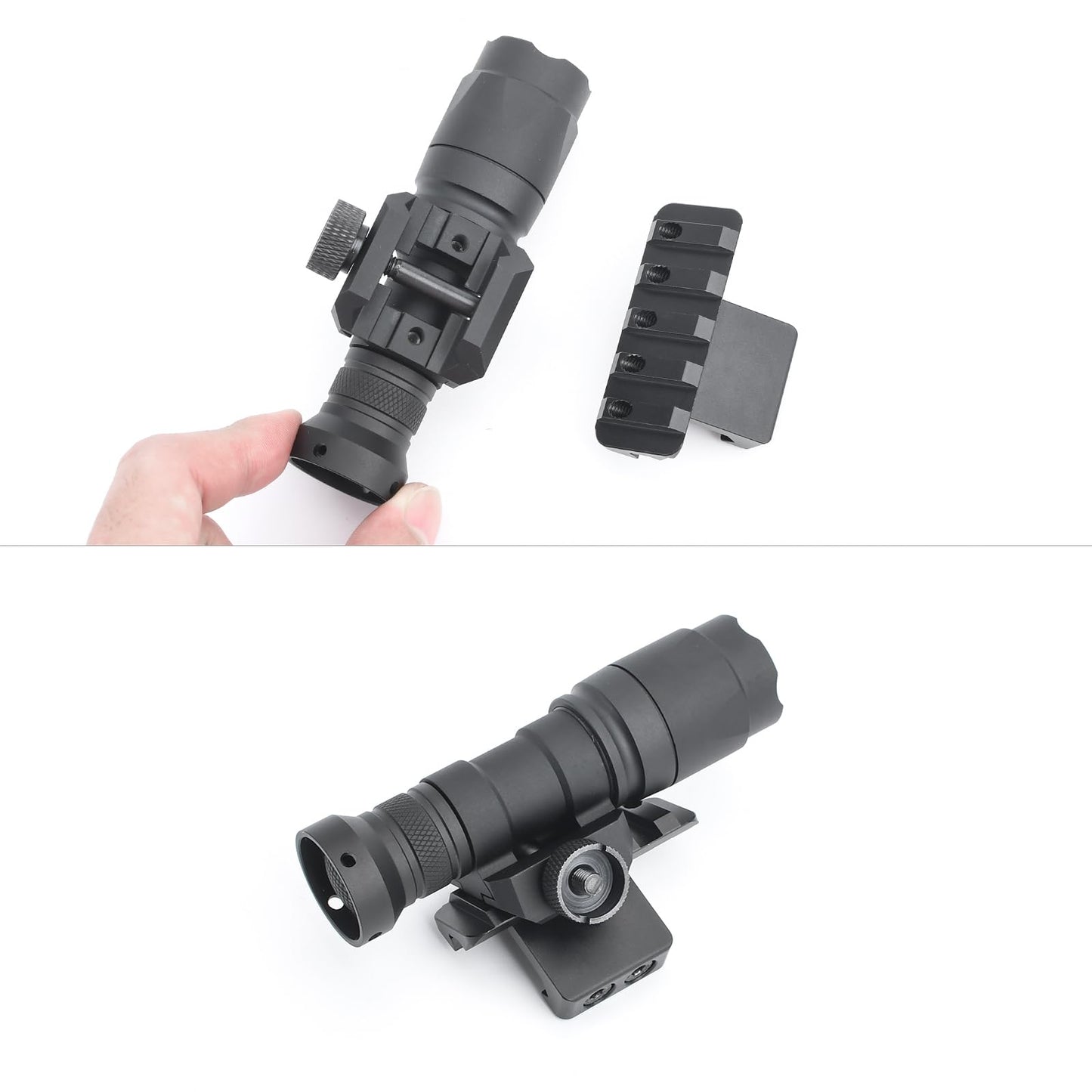 NECARL 45 Degree Offset Picatinny Rail Light Mount for M300 M600 Serises Scout Light Weaponlight, Adjustable Positions Offset Tactical Flashlight Mount, Fit for M1913 20mm Picatinny Rail