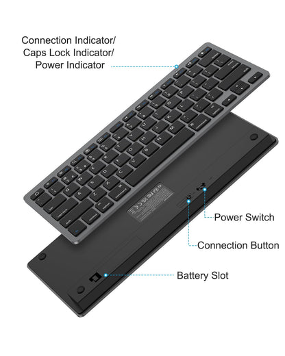 OMOTON Bluetooth Wireless Keyboard for iOS Compatible with iPad Pro/Air/Mini, iPhone and More, UK QWERTY Keyboard Layout, Space Grey