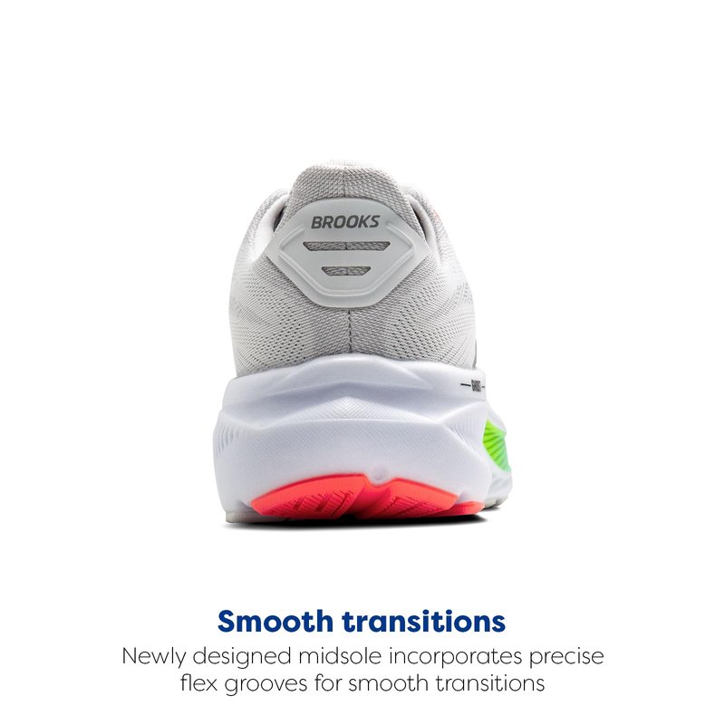 Brooks Men’s Ghost 17 Neutral Running Shoe - White/Pink Clay/Gecko - 7 Wide