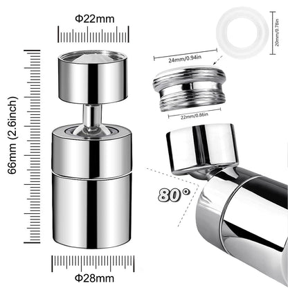 Kitchen Tap Spray Head, 360° Swivel Spout Kitchen Sink Tap, Tap Faucet Attachment Spray with 2 Functions Modes, Replacement Tap Aerator Sprayer Accessories, Universal Tap Adapter Attachment