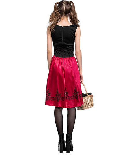 Colorful House Red Little Riding Hood Costume For Women, Christmas Halloween Party Dress with Cape Adult Role-Playing(X-Large)