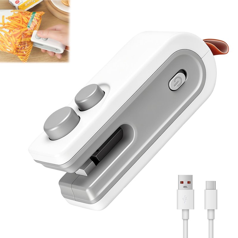 3-in-1 Mini Bag Sealer with Cutter and Magnet,Rechargeable Handheld Bag Sealer,Portable Heat Sealer for Heavy-Duty Plastic Snack & Chip Bags, Food Saver, Kitchen Storage