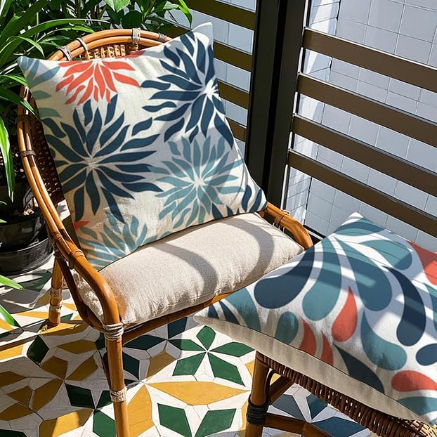 Cirzone Outdoor Pillow Covers 18x18 Set of 4 Striped Patterns Waterproof Throw Outdoor Pillows Decorations for Patio Garden, Home